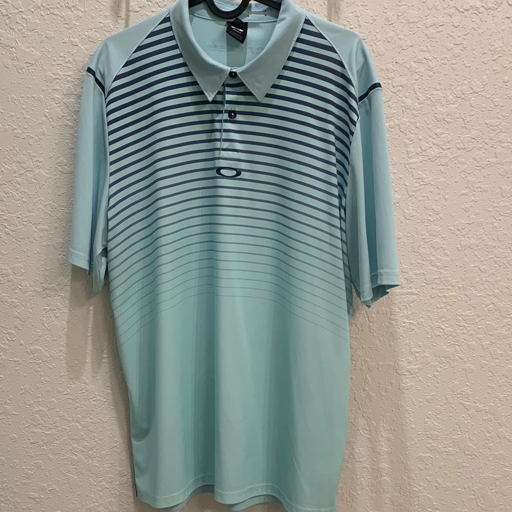 Oakley Light Aqua Gradient Stripe Polo